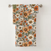 Warme herfstbloemen terracotta roest badhanddoeken bad handdoek (Insitu)