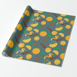Warme herfstcitrus en anijs naadloze Thanksgiving Cadeaupapier