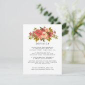 Warme herfstkleuren Floral Wedding Guest Details Informatiekaartje (Staand voorkant)