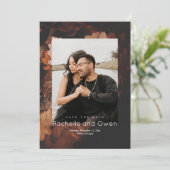 Warme herfstkleuren Fotobruiloft Bewaar de datum Save The Date (Staand voorkant)