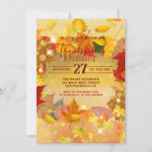 Warme herfstloof Thanksgiving-diner Kaart (Voorkant)