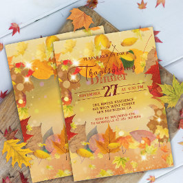 Warme herfstloof Thanksgiving-diner Kaart