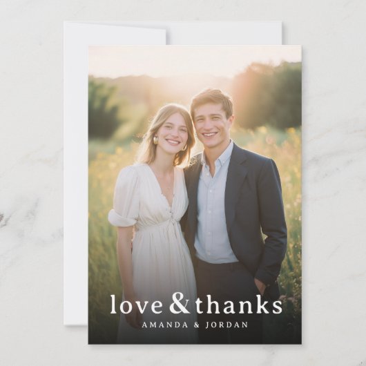 Warme Ivoren Romantische Foto Bedankkaart (Voorkant)