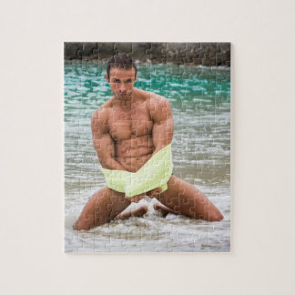 Warme jongens Kneels in water Sexy Shirtless Muscu Legpuzzel