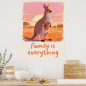 Warme Kangeroe Familie Zonsondergang Kunst Poster (Keuken)