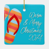 Warme Kerst Flip Flops Op Maat Keramisch Ornament (Achterkant)