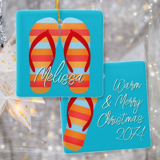 Warme Kerst Flip Flops Op Maat Keramisch Ornament