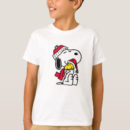 warme kerst met snoopy & woodstock t-shirt
