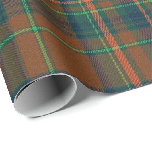 Warme Kerst Navy Blauw en Sinaasappel Plaid Flanel Cadeaupapier (Rol Hoek)