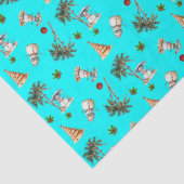 Warme Kerst Palmbomen Sneeuwmannen Aqua Tissuepapier (Detail)