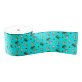 Warme Kerst Sneeuwman Patroon Aqua Ribbon Grosgrain Lint (Spoel)