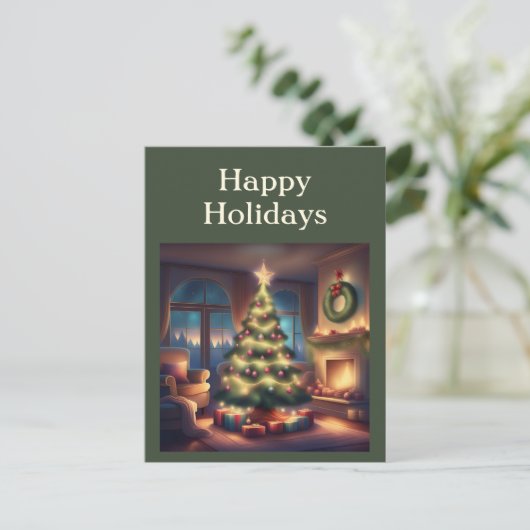 Warme kerstboom feestdagenkaart (Staand voorkant)