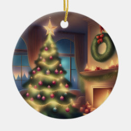 Warme kerstboom keramisch ornament