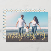 Warme kerstgroeten gouden script fotokaart feestdagenkaart (Voorkant / Achterkant)