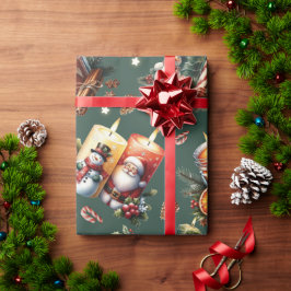 Warme kerstkaarsen cadeaupapier