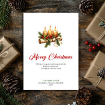 Warme kerstkaarsen rustieke hulstgroet