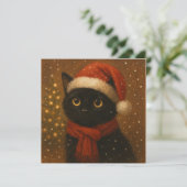 Warme Kerstkat Plat Kaart (Staand voorkant)