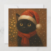 Warme Kerstkat Plat Kaart (Voorkant)