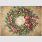 Warme kerstkrans decoupage papier rood groen (Voorkant)