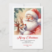 Warme Kerstman en Rudolph traditionele kerstkaart (Voorkant)