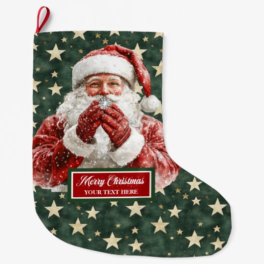 Warme Kerstman Vakantie Stocking Gepersonaliseerd Grote Kerstsok (Voorkant)