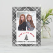 Warme Kerstmis van de Foto van de Plaid van de Feestdagenkaart (Staand voorkant)