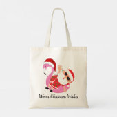 Warme kerstwensen grappige kerstman vakantie tote bag (Achterkant)