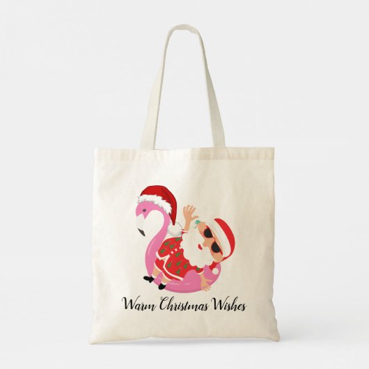 Warme kerstwensen grappige kerstman vakantie tote bag (Achterkant)