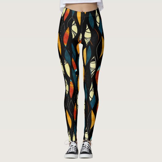 Warme kleuren Abstract patroon Leggings (Voorkant)