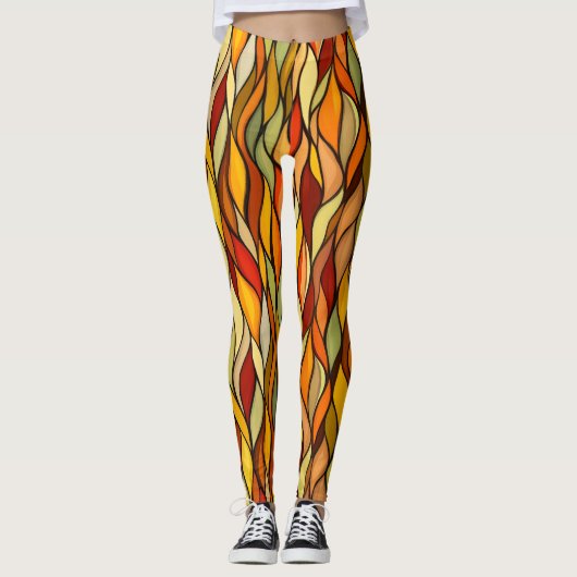 Warme kleuren Abstracte Herfst Leggings (Voorkant)
