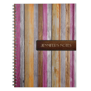 Warme Kleuren Hout Elegante Leer Look #19 Notitieboek