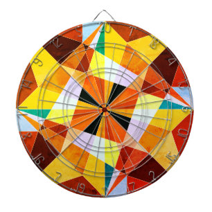 Warme kleuren koele hoekige geometrische vormen dartbord