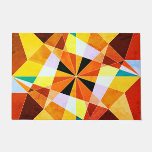 Warme kleuren koele hoekige geometrische vormen deurmat