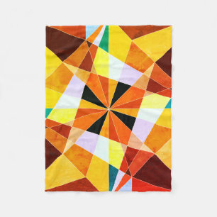 Warme kleuren koele hoekige geometrische vormen fleece deken