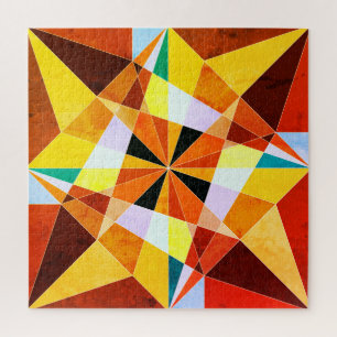 Warme kleuren koele hoekige geometrische vormen legpuzzel