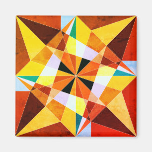 Warme kleuren koele hoekige geometrische vormen magneet