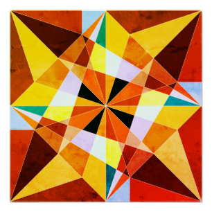 Warme kleuren koele hoekige geometrische vormen poster