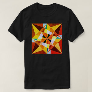 Warme kleuren koele hoekige geometrische vormen t-shirt