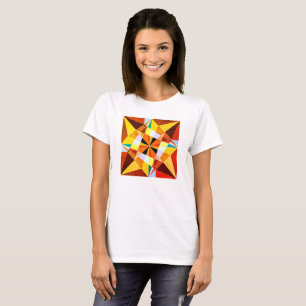 Warme kleuren koele hoekige geometrische vormen t-shirt