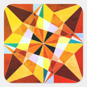 Warme kleuren koele hoekige geometrische vormen vierkante sticker
