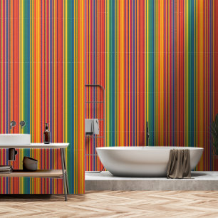 Warme kleuren streep patroon behang