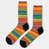 Warme kleuren streep patroon sokken (Links)