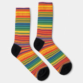 Warme kleuren streep patroon sokken (Rechts)