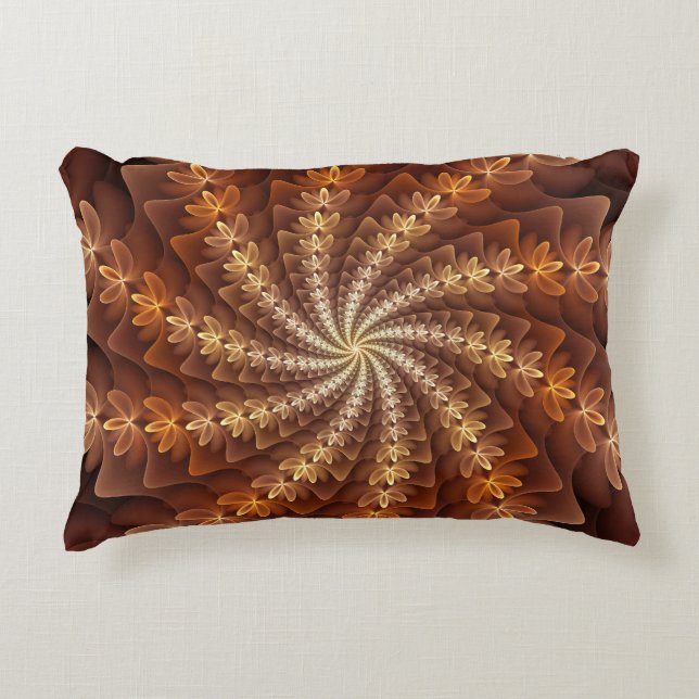 Warme kleuren, Trippy Modern Fractal Art Patroon Accent Kussen (Voorkant)