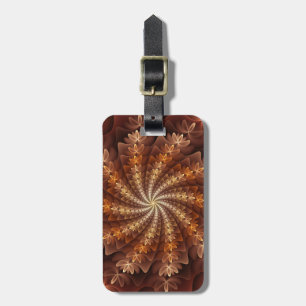 Warme kleuren, Trippy Modern Fractal Art Patroon Bagagelabel