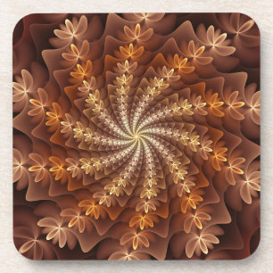Warme kleuren, Trippy Modern Fractal Art Patroon Bier Onderzetter