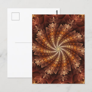 Warme kleuren, Trippy Modern Fractal Art Patroon Briefkaart