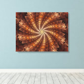 Warme kleuren, Trippy Modern Fractal Art Patroon Canvas Afdruk (Insitu (Houten vloer))