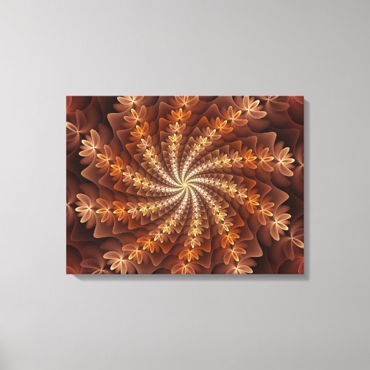 Warme kleuren, Trippy Modern Fractal Art Patroon Canvas Afdruk (Voorkant)