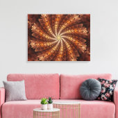 Warme kleuren, Trippy Modern Fractal Art Patroon Canvas Afdruk (Insitu (Woonkamer))